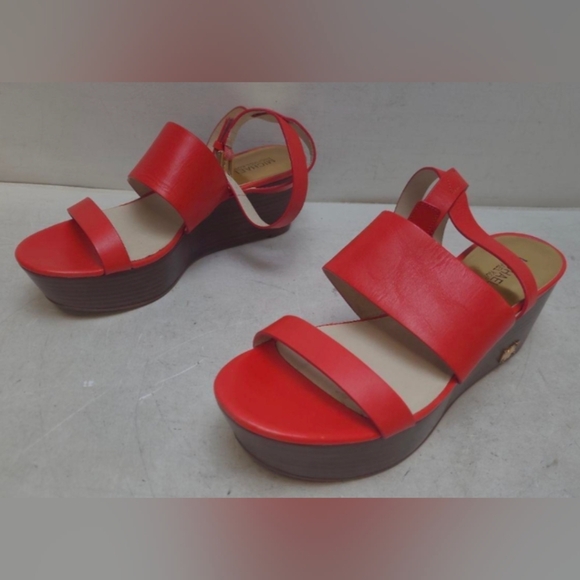 Michael Kors Poesy Red Wedge Platform Sandals Size 9 Used Exc  MSRP $150 - Picture 3 of 8